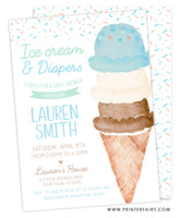 Ice Cream and Diapers Baby Shower Invitation